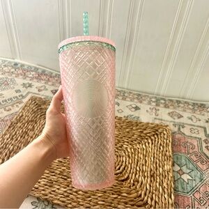 Starbucks Tumbler Pink Green Grid 24 oz from 2021